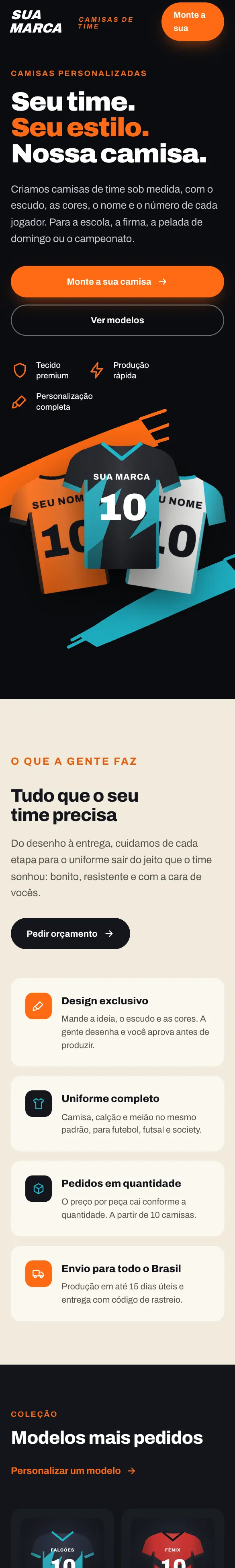 Página Camisas de time